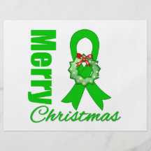 Kidney Cancer Merry Christmas Green Ribbon Personalized Flyer