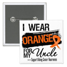 Kidney Cancer Ribbon Uncle Pinback Button