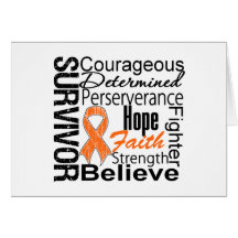 Kidney Cancer Survivor Collage Orange Greeting Card