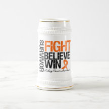 Kidney Cancer Survivor Fight Believe Win Motto 2 Mugs