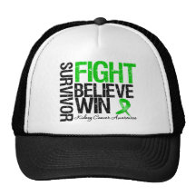 Kidney Cancer Survivor Fight Believe Win Motto Mesh Hats