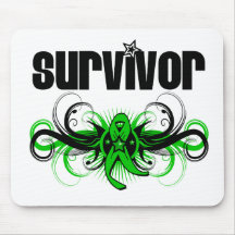 Kidney Cancer Survivor Grunge Winged Emblem Mousepads