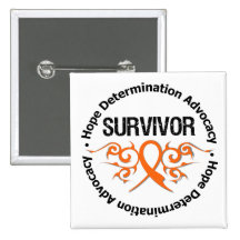 Kidney Cancer Survivor Tribal Ribbon v2 Pinback Buttons
