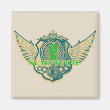 Kidney Cancer Survivor Vintage Winged Magnets
