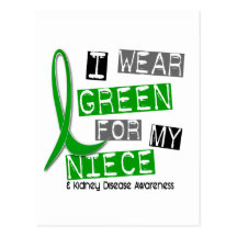 Kidney Disease I Wear Green For My Niece 37 Postcards