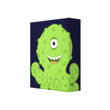 Kids Alien Octo Wrapped Canvas Art for Room Stretched Canvas Print