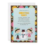 Kids and Snowman Christmas Party Custom Invitations