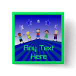 Kids And Stars Custom Button Pin
