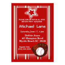 Kids Baseball  Birthday Invitation