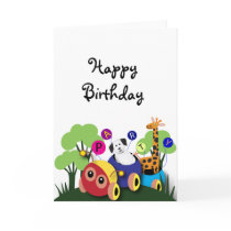 Kids birthday: Fun caterpillar train Card