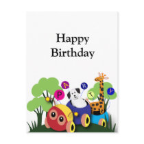 Kids birthday: Fun caterpillar train Postcards