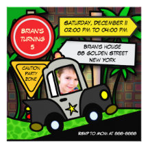 Kids birthday Invitation: 052 Police