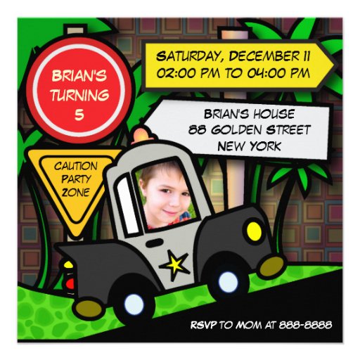 Kids birthday Invitation: 052 Police