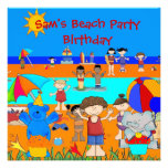 Kids Birthday Party  Beach Girls Boys Children Custom Announcements