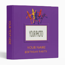 Kids Birthday Party Crayon Photo Album Keepsake 3 Ring Binders
