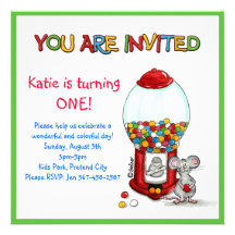 Kids Birthday Party - Gumball Invitation -