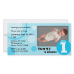 Kids Birthday Photo Card Blue Dots