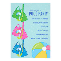 Kids Birthday Pool Party Invitations