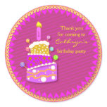 kids Birthday Thank You Stickers: Birthday Cake