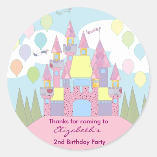 Kids Birthday Thank You Stickers: Castle