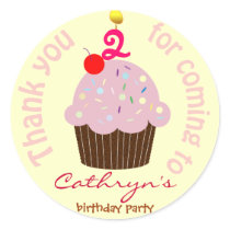 Kids Birthday Thank You Stickers: Cup Cake