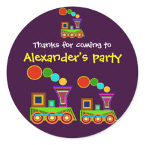 Kids birthday Thank You Stickers: Train