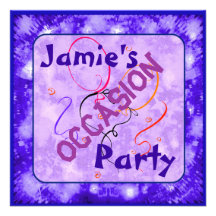 Kids blue sparkly party personalised invitations