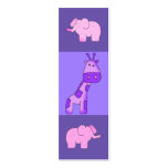 Kid's Bookmark Elephant Giraffe Pink Purple business cards