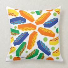 Kid's building blocks 'toss' on white Pillow