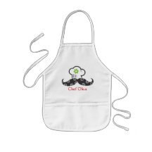 Kids Chef Moustache Apron  |  Girl
