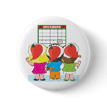 Kids Christmas Calendar Pinback Button