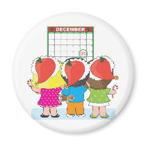 Kids Christmas Calendar Magnet