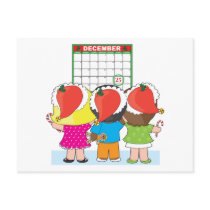 Kids Christmas Calendar Postcard