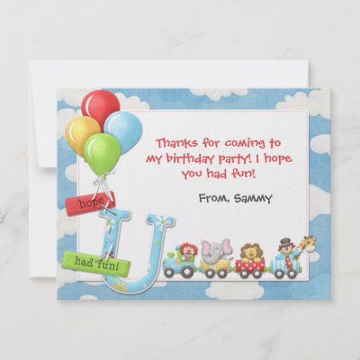 Kids Circus Birthday Party Thank You Card Invite by eventfulcards