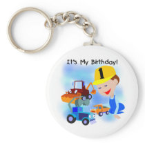 Kids Construction 1st Birthday T-shirts and Gifts Keychain