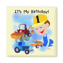 Kids Construction 1st Birthday T-shirts and Gifts Refrigerator Magnets