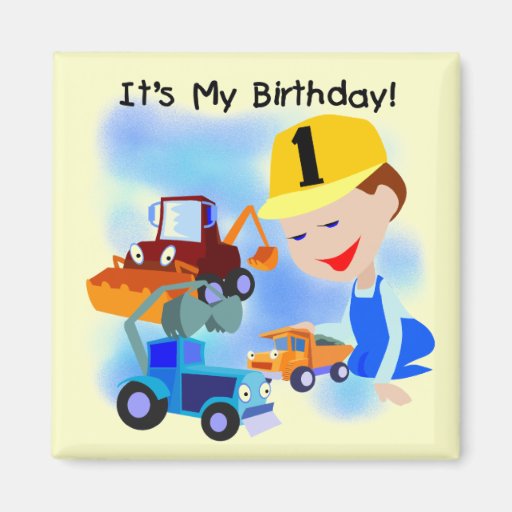 Kids Construction 1st Birthday T-shirts and Gifts Refrigerator Magnets