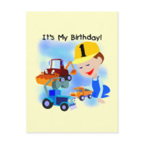 Kids Construction 1st Birthday T-shirts and Gifts Post Cards