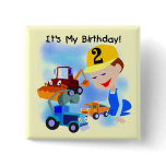 Kids Construction 2nd Birthday Tshirts and Gifts Pin