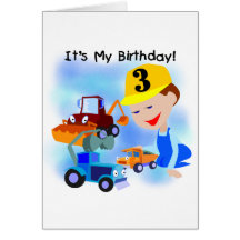 Kids Construction 3rd Birthday T-shirts and Gifts Cards