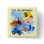 Kids Construction 5th Birthday Tshirts and Gifts Pinback Button