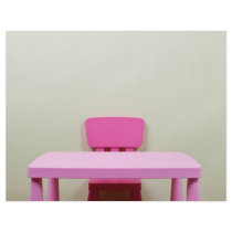 Kids desk and chair against the wall flyer design