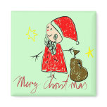 Kids Drawing of Santa Magnet for Gifts
