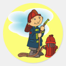 Kids Fire Fighter T Shirts and Gifts Round Stickers