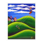 Kids Flying Kites Post Card