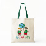 Kids Illustration Peace on Earth Canvas Bags
