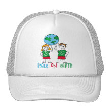 Kids Illustration Peace on Earth Trucker Hat