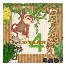 Kids Jungle Safari Birthday  Invitation Template