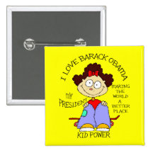 KIDS LOVE OBAMA PINBACK BUTTON