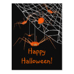 Kids Orange Halloween Spiders Postcards